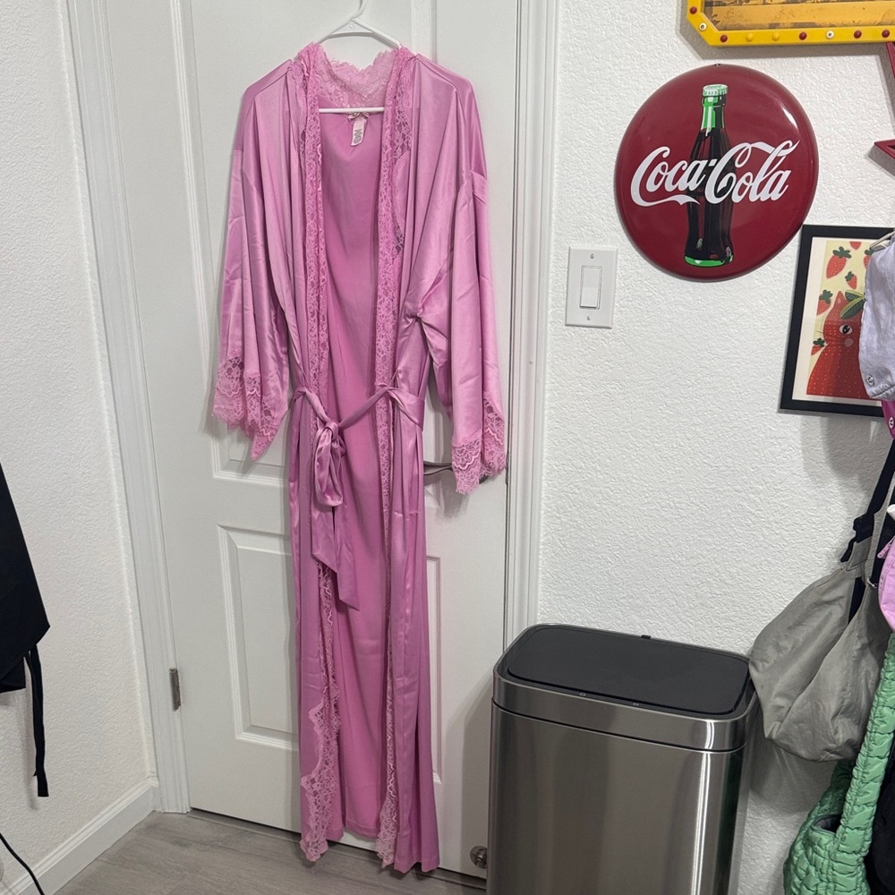 Full length satin robe
